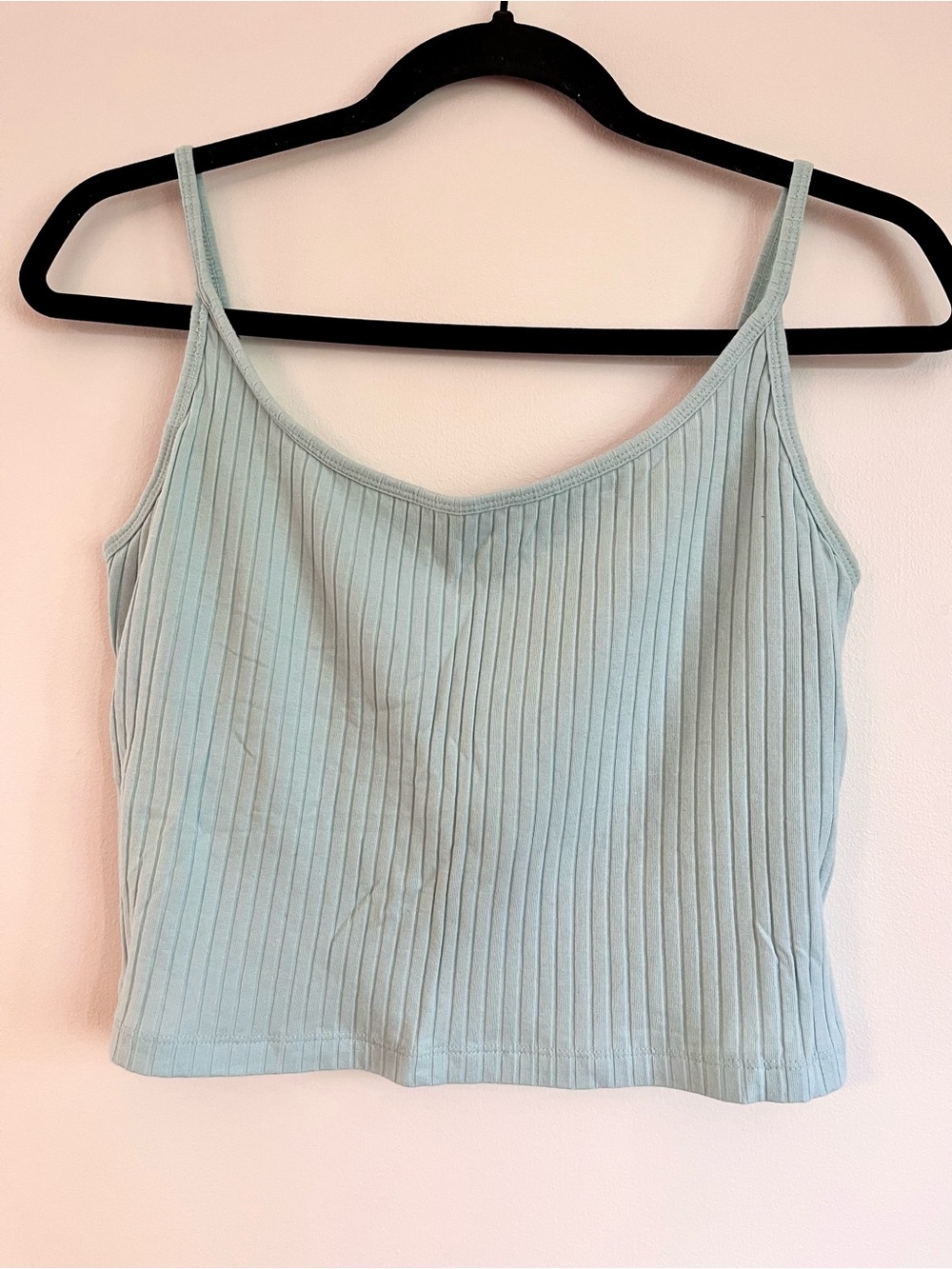 Old Navy Ribbed Spaghetti Strap Cropped Tank - Light Blue